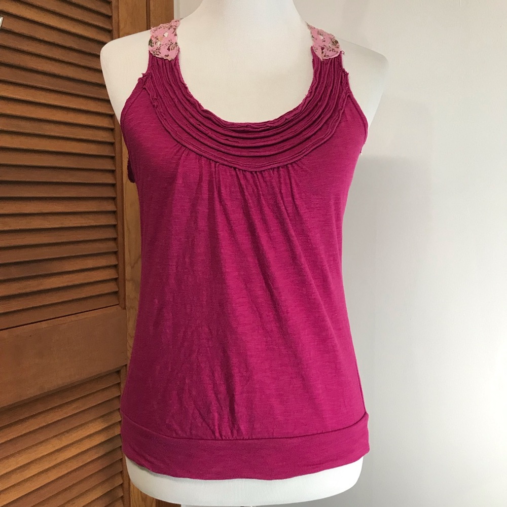 Eyelash Couture Racer Back Sleeveless Top